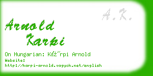 arnold karpi business card